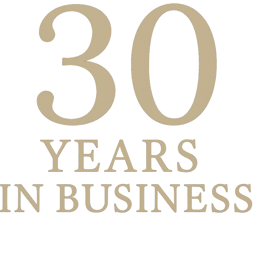 30 Years in Business” graphic celebrating Warwick Interiors’ longstanding presence in Invermere. 2025